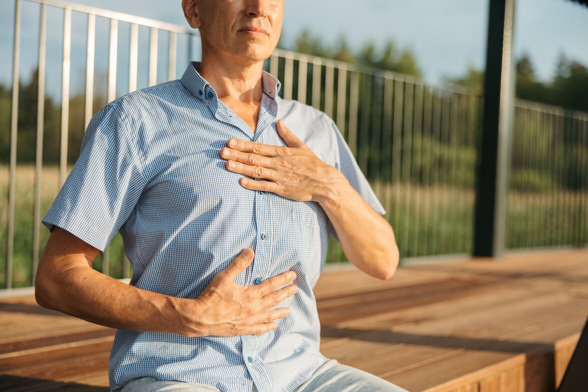 image of a person performing belly breathing
